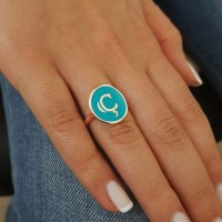Rose Gold Plated 925K Sterling Silver Letter Ç Personalized Ring