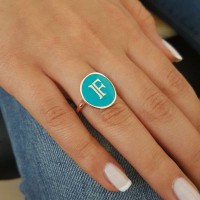 Rose Gold Plated 925K Sterling Silver Letter F Personalized Ring