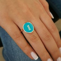 Rose Gold Plated 925K Sterling Silver Letter I Personalized Ring