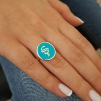 Rose Gold Plated 925K Sterling Silver Letter Ş Personalized Ring