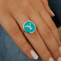 Rose Gold Plated 925K Sterling Silver Letter Y Personalized Ring