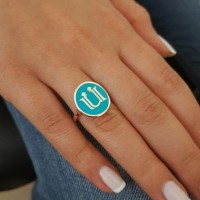 Rose Gold Plated 925K Sterling Silver Letter Ü Personalized Ring