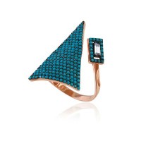 Rose Gold Plated 925K Sterling Silver Turquoise Arrow Ring