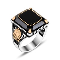 925 Silver Black Zircon Stone Ring For Men