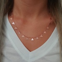 Silver Rose Gold P. 925K Sterling Design Triangle Necklace