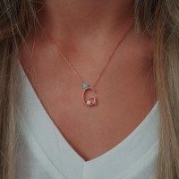 Silver Rose Gold P. 925K Sterling Initial Letter Necklace