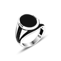 925 Silver Black Onyx Stone Man Ring