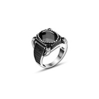 925 Silver Black Zircon Stone Ring For Men