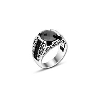 925 Silver Black Zircon Stone Ring For Men