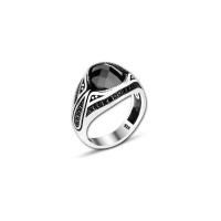 925 Silver Black Zircon Stone Ring For Men