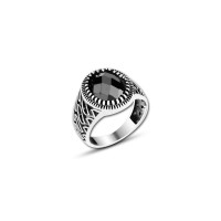 925 Silver Black Zircon Stone Ring For Men