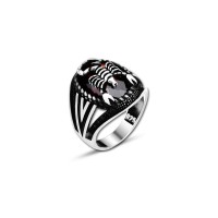 925 Silver Black Zircon Stone Scorpion Ring For Men