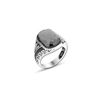 925 Silver Black Zircon Stone Ring For Men