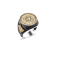 925 Silver Solomon Seal Ring For Men 