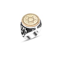 925 Silver Solomon Seal Ring For Men 