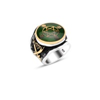 925 Silver Solomon Seal Sword Ring For Men 