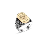 925 Silver Solomon Seal Motif Ring For Men 