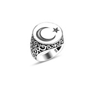 925 Silver Moon and Star Ring For Men 