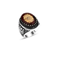 925 Silver Amber Stone Islamic Ring For Men