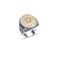 925 Silver Solomon Seal Ring For Men 