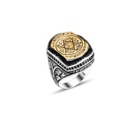 925 Silver Solomon Seal Ring For Men 