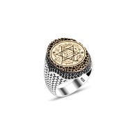 925 Silver Solomon Seal Ring For Men 