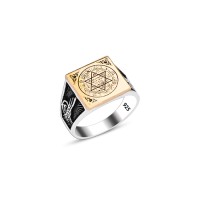 925 Silver Solomon Seal Ottoman Tugra  Ring For Men 