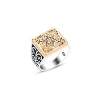 925 Silver Solomon Seal Ring For Men 