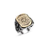 925 Silver Solomon Seal Ring For Men 