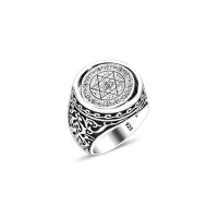 925 Silver Solomon Seal Ring For Men 