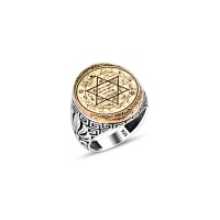 925 Silver Solomon Seal Ring For Men 