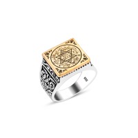 925 Silver Solomon Seal Ring For Men 