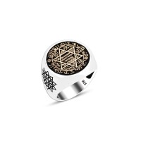 925 Silver Solomon Seal Ring For Men 