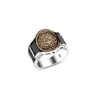 925 Silver Solomon Seal Ring For Men 