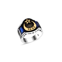 925 Silver Moon and Star Ring For Men 