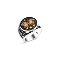 925 Silver Double Headed Eagle Ring For Men