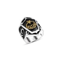 925 Silver Moon and Star Ring For Men 