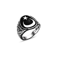 925 Silver Moon and Star Ring For Men 