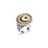 925 Silver Moon and Star Ring For Men 