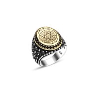 925 Silver Solomon Seal Ring For Men 