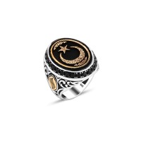 925 Silver Moon and Star Ring For Men 