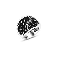 925 Silver Howling Wolf Ring For Men