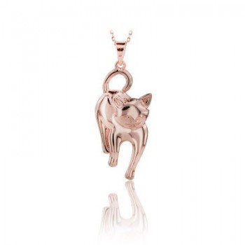 14K Gold Cat Necklace