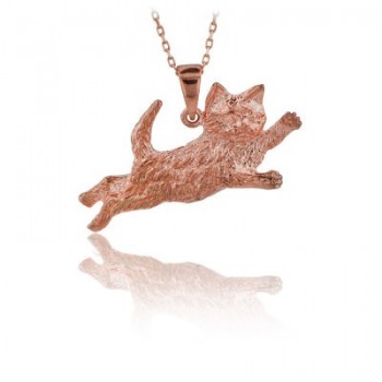 14K Gold Cat Necklace