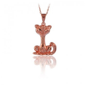 14K Gold Cat Necklace