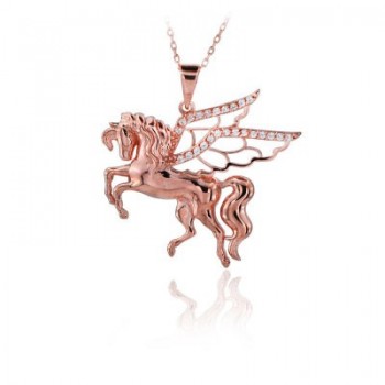 14K Gold Pegasus Horse Necklace