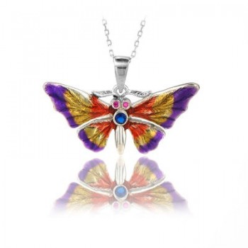 14K Rose Gold Red Pink Butterfly Necklace