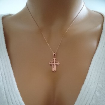 14K Solid Gold Cross Charm Necklace