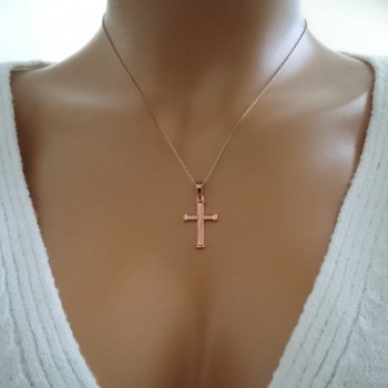 14K Solid Gold Cross Charm Necklace