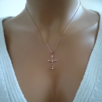 14K Solid Gold Cross Charm Necklace